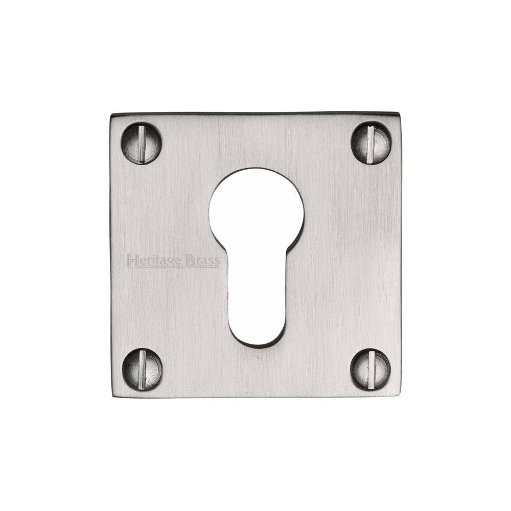 This is an image of a Heritage Brass - Euro Profile Cylinder Escutcheon Satin Nickel Finish, bau1558-sn that is available to order from Trade Door Handles in Kendal.