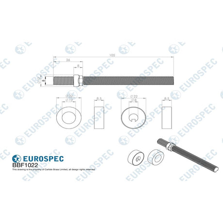 This image is a line drwaing of a Eurospec - Back To Back Fixing Pack - Satin Stainless Steel available to order from Trade Door Handles in Kendal