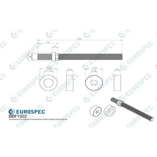 This image is a line drwaing of a Eurospec - Back To Back Fixing Pack available to order from Trade Door Handles in Kendal