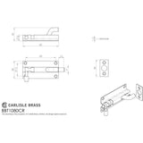 This image is a line drwaing of a Eurospec - Cranked Barrel Bolt - Satin Stainless Steel available to order from Trade Door Handles in Kendal