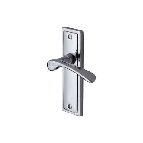 This is an image of a Sorrento - Door Handle Lever Latch Boston Design Polished Chrome Fi, bos1010-pc that is available to order from Trade Door Handles in Kendal.