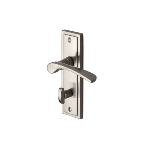 This is an image of a Sorrento - Door Handle for Bathroom Boston Design Satin Nickel F, bos1030-sn that is available to order from Trade Door Handles in Kendal.