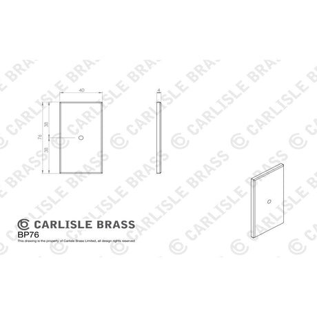 This image is a line drwaing of a Carlisle Brass - Rectangular Cupboard knob Backplate available to order from Trade Door Handles in Kendal