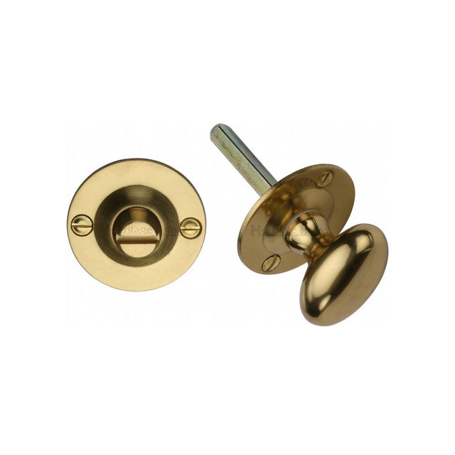 This is an image of a Heritage Brass - Oval turn with release Polished Brass Finish, bt15-pb that is available to order from Trade Door Handles in Kendal.