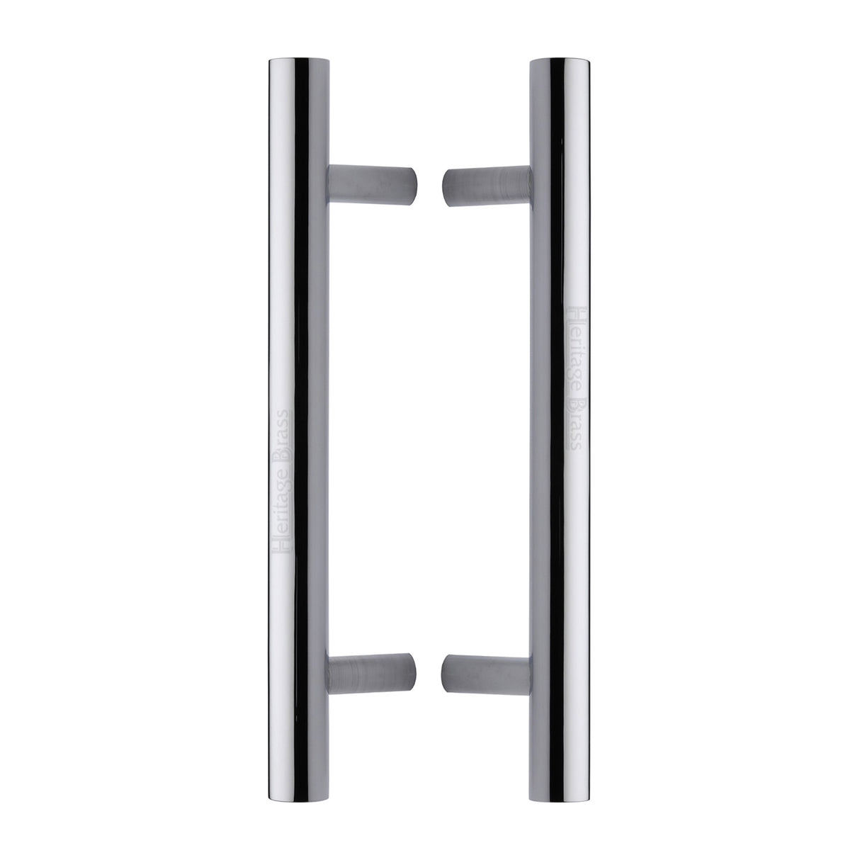 This is an image of a Heritage Brass - Back to Back Door Pull Handle Bar Design 305mm Polished Chrome Finish, btb1361-305-pc that is available to order from Trade Door Handles in Kendal.