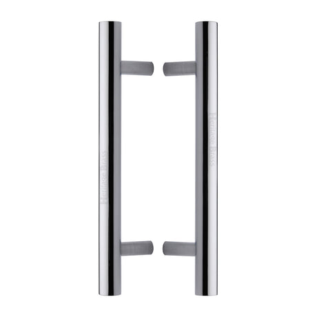 This is an image of a Heritage Brass - Back to Back Door Pull Handle Bar Design 305mm Polished Chrome Finish, btb1361-305-pc that is available to order from Trade Door Handles in Kendal.