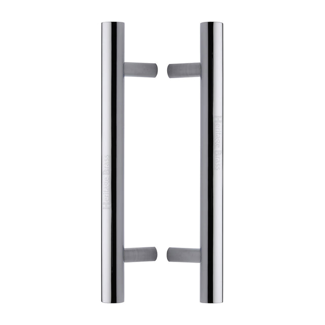 This is an image of a Heritage Brass - Back to Back Door Pull Handle Bar Design 305mm Polished Chrome Finish, btb1361-305-pc that is available to order from Trade Door Handles in Kendal.