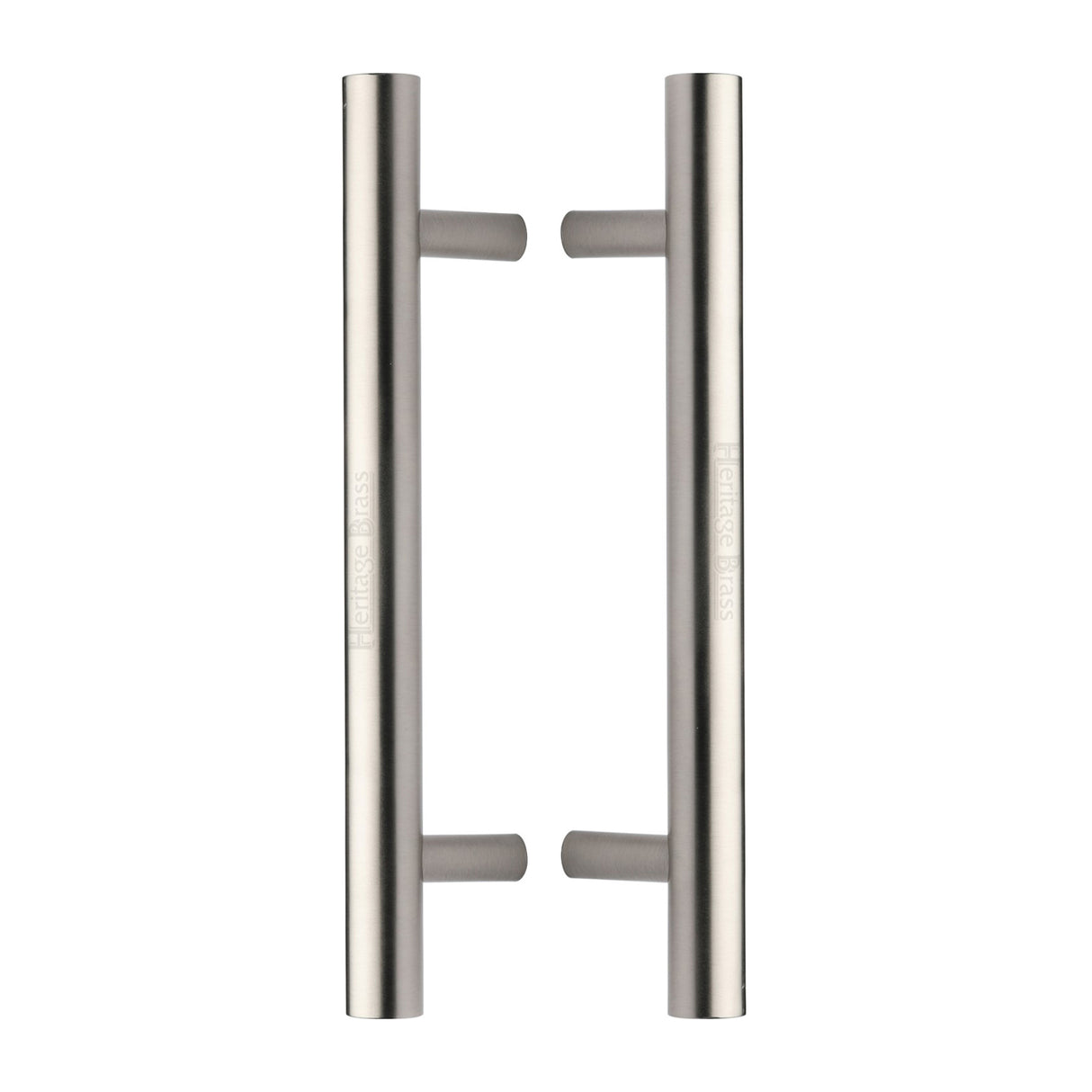 This is an image of a Heritage Brass - Back to Back Door Pull Handle Bar Design 305mm Satin Nickel Finish, btb1361-305-sn that is available to order from Trade Door Handles in Kendal.