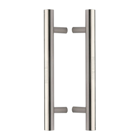 This is an image of a Heritage Brass - Back to Back Door Pull Handle Bar Design 305mm Satin Nickel Finish, btb1361-305-sn that is available to order from Trade Door Handles in Kendal.