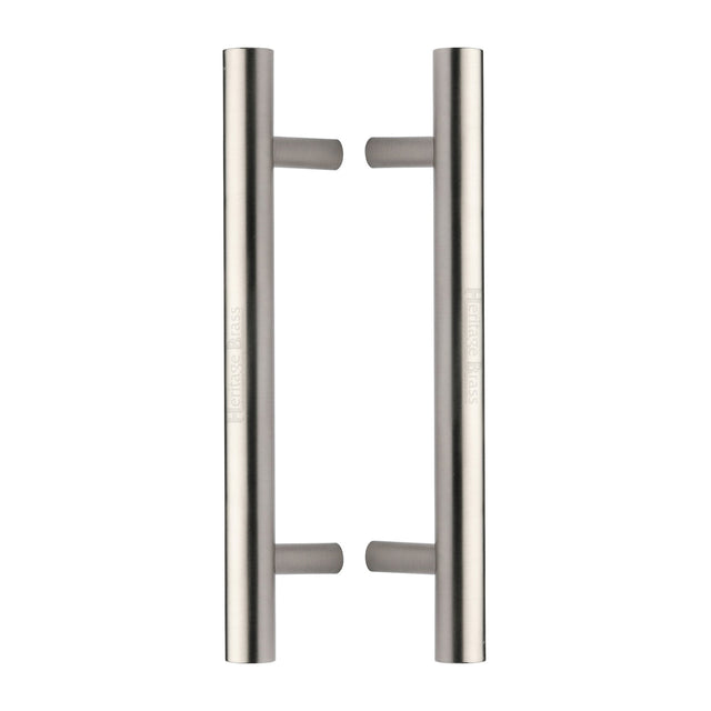 This is an image of a Heritage Brass - Back to Back Door Pull Handle Bar Design 305mm Satin Nickel Finish, btb1361-305-sn that is available to order from Trade Door Handles in Kendal.