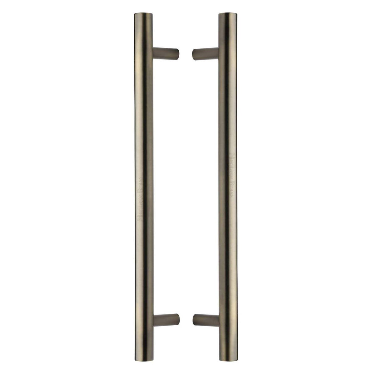 This is an image of a Heritage Brass - Back to Back Door Pull Handle Bar Design 457mm Antique Brass Finish, btb1361-457-at that is available to order from Trade Door Handles in Kendal.