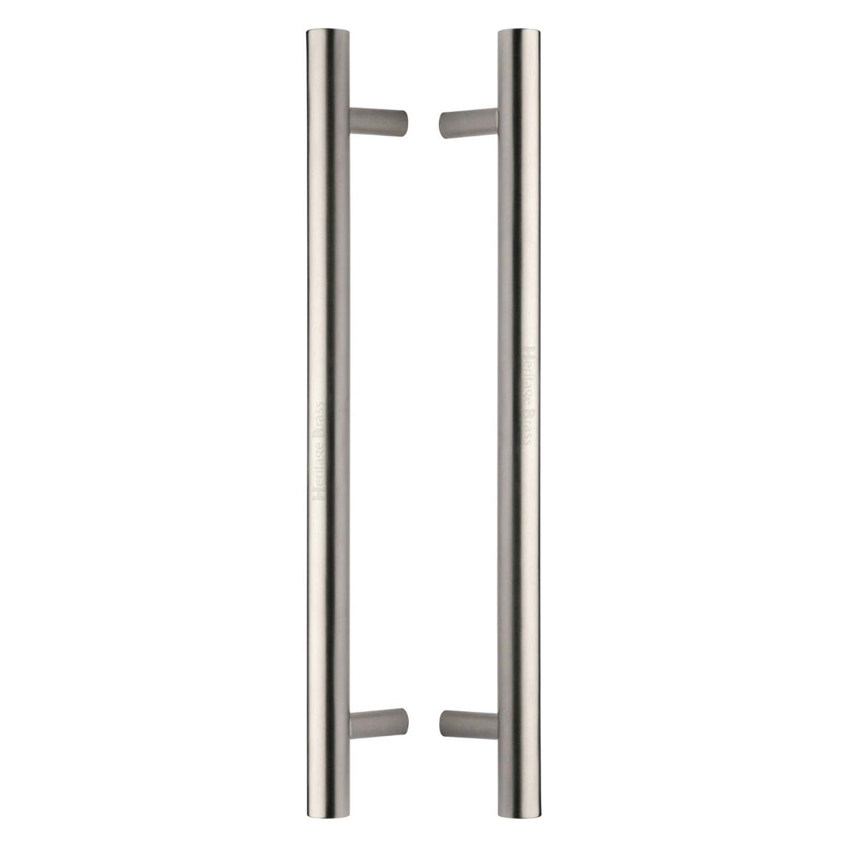 This is an image of a Heritage Brass - Back to Back Door Pull Handle Bar Design 457mm Satin Nickel Finish, btb1361-457-sn that is available to order from Trade Door Handles in Kendal.