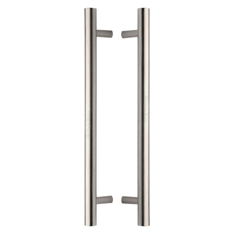 This is an image of a Heritage Brass - Back to Back Door Pull Handle Bar Design 457mm Satin Nickel Finish, btb1361-457-sn that is available to order from Trade Door Handles in Kendal.