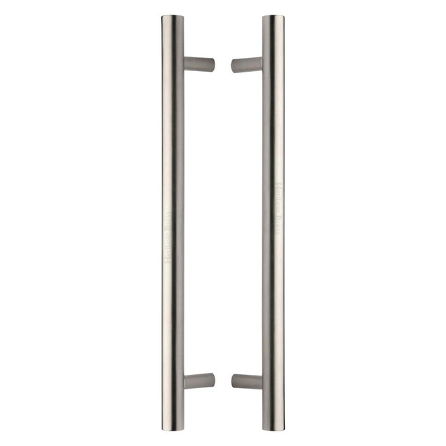 This is an image of a Heritage Brass - Back to Back Door Pull Handle Bar Design 457mm Satin Nickel Finish, btb1361-457-sn that is available to order from Trade Door Handles in Kendal.