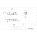 This image is a line drwaing of a Eurospec - Bolt Through Tubular Latch Square - Electro Brassed available to order from Trade Door Handles in Kendal