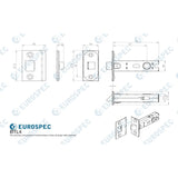 This image is a line drwaing of a Carlisle Brass - Square Tubular Latch Bolt Through 76mm - Nickel Plate available to order from Trade Door Handles in Kendal