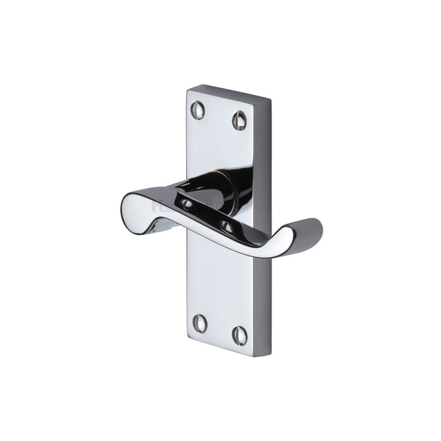 This is an image of a Heritage Brass - Door Handle Lever Latch Builders' Range Polished Chrome finish, bui400-pc that is available to order from Trade Door Handles in Kendal.