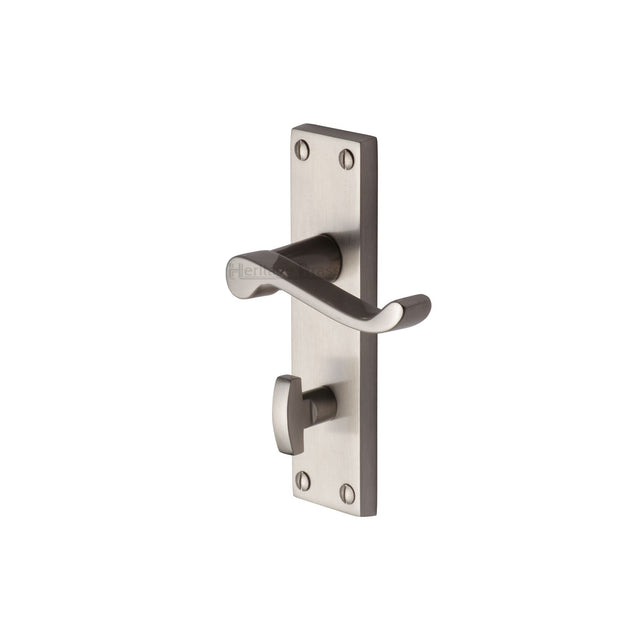 This is an image of a Heritage Brass - Door Handle for Bathroom Builders' Range Satin Nickel finish, bui420-sn that is available to order from Trade Door Handles in Kendal.