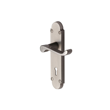 This is an image of a Heritage Brass - Door Handle Lever Lock Builders' Range Satin Nickel finish, bui500-sn that is available to order from Trade Door Handles in Kendal.