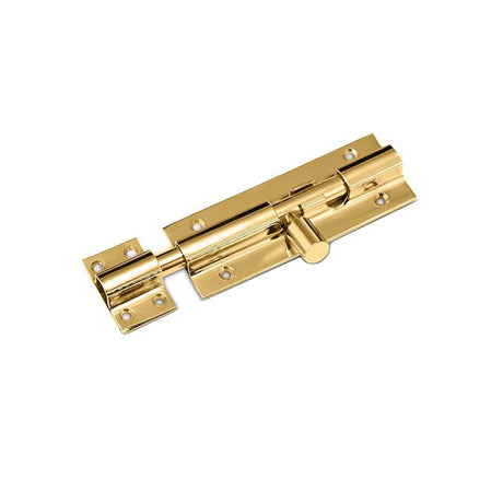 This is an image of Spira Brass - Brass Barrel Bolt 38mm Polished Brass   available to order from trade door handles, quick delivery and discounted prices.