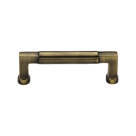 This is an image of a Heritage Brass - Cabinet Pull Bauhaus Design 101mm CTC Antique Brass Finish, c0312-101-at that is available to order from Trade Door Handles in Kendal.