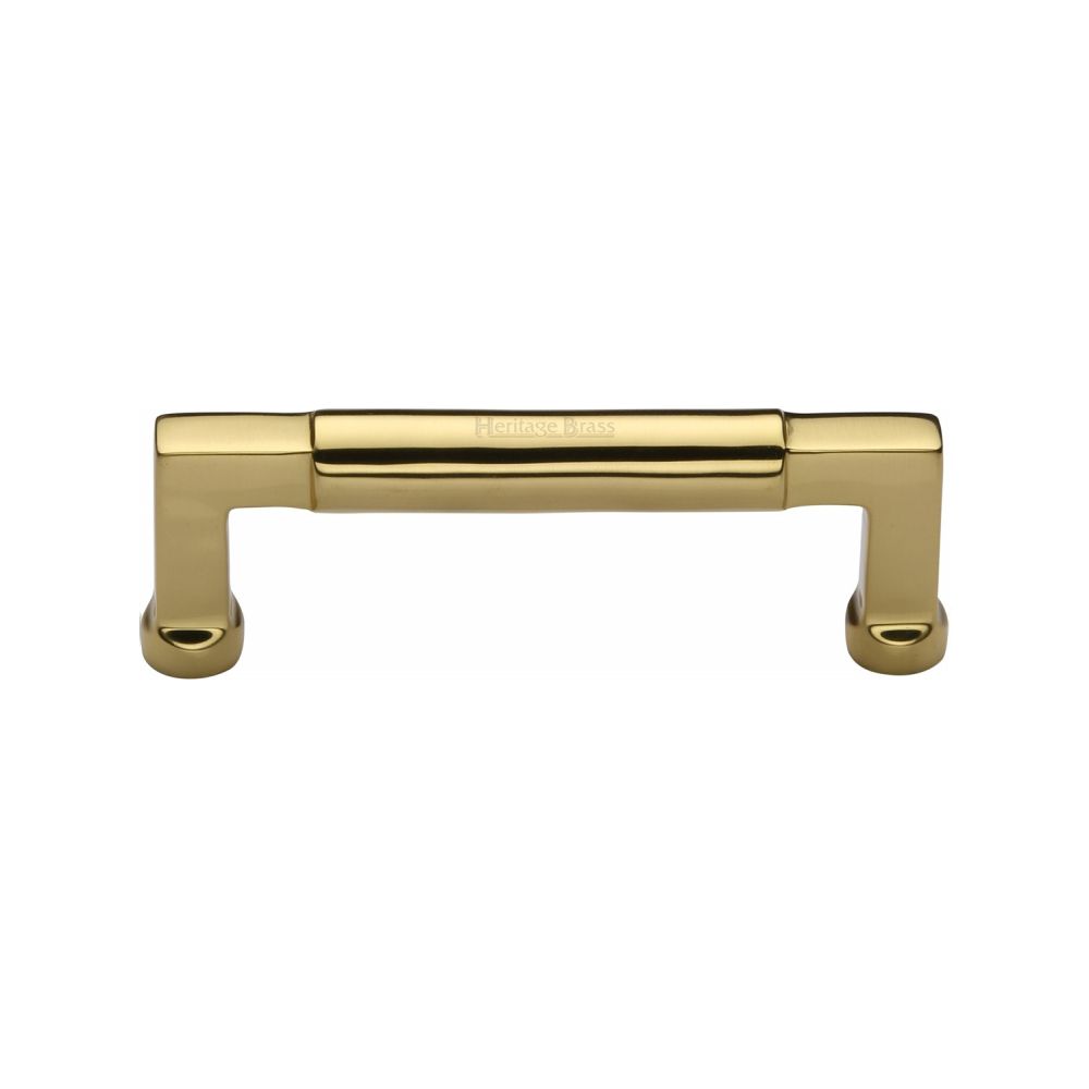 This is an image of a Heritage Brass - Cabinet Pull Bauhaus Design 101mm CTC Polished Brass Finish, c0312-101-pb that is available to order from Trade Door Handles in Kendal.