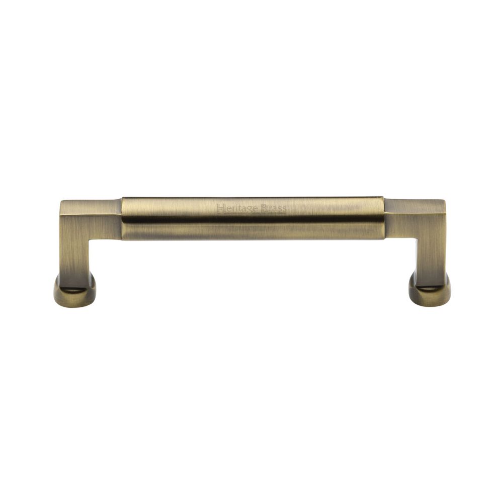 This is an image of a Heritage Brass - Cabinet Pull Bauhaus Design 128mm CTC Antique Brass Finish, c0312-128-at that is available to order from Trade Door Handles in Kendal.