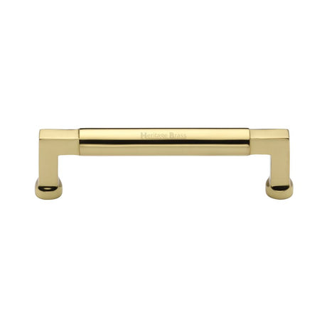 This is an image of a Heritage Brass - Cabinet Pull Bauhaus Design 128mm CTC Polished Brass Finish, c0312-128-pb that is available to order from Trade Door Handles in Kendal.