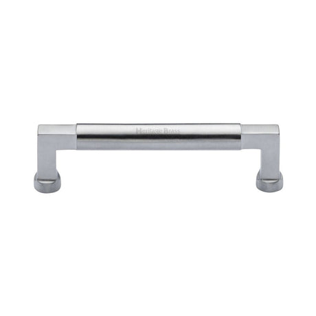 This is an image of a Heritage Brass - Cabinet Pull Bauhaus Design 128mm CTC Satin Chrome Finish, c0312-128-sc that is available to order from Trade Door Handles in Kendal.