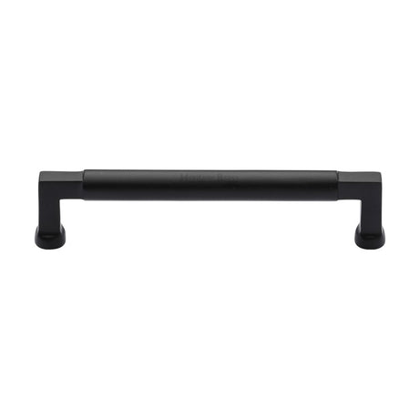 This is an image of a Heritage Brass - Cabinet Pull Bauhaus Design 160mm CTC Matt Black Finish, c0312-160-bkmt that is available to order from Trade Door Handles in Kendal.