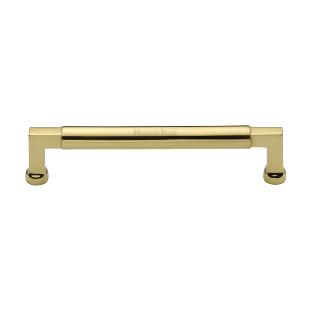 This is an image of a Heritage Brass - Cabinet Pull Bauhaus Design 160mm CTC Polished Brass Finish, c0312-160-pb that is available to order from Trade Door Handles in Kendal.