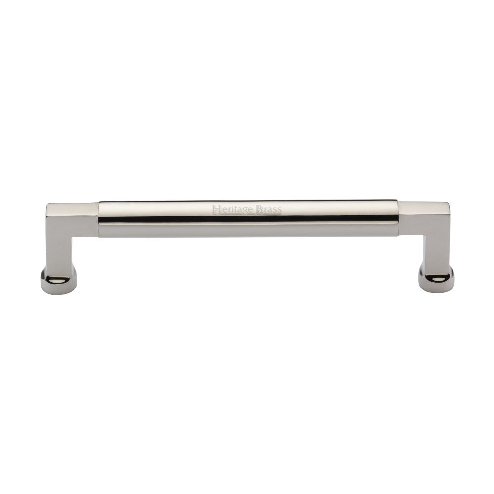 This is an image of a Heritage Brass - Cabinet Pull Bauhaus Design 160mm CTC Polished Nickel Finish, c0312-160-pnf that is available to order from Trade Door Handles in Kendal.