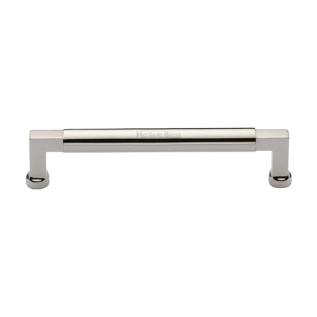 This is an image of a Heritage Brass - Cabinet Pull Bauhaus Design 160mm CTC Polished Nickel Finish, c0312-160-pnf that is available to order from Trade Door Handles in Kendal.