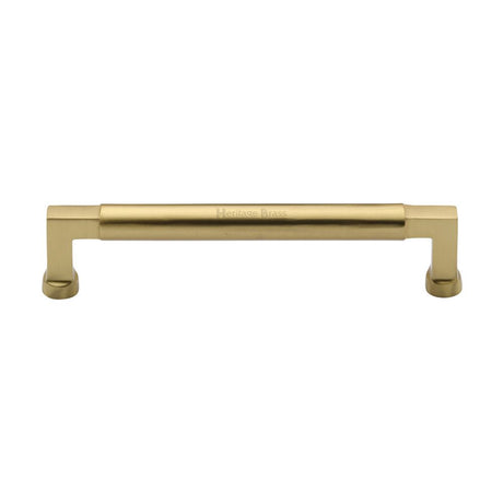 This is an image of a Heritage Brass - Cabinet Pull Bauhaus Design 160mm CTC Satin Brass Finish, c0312-160-sb that is available to order from Trade Door Handles in Kendal.