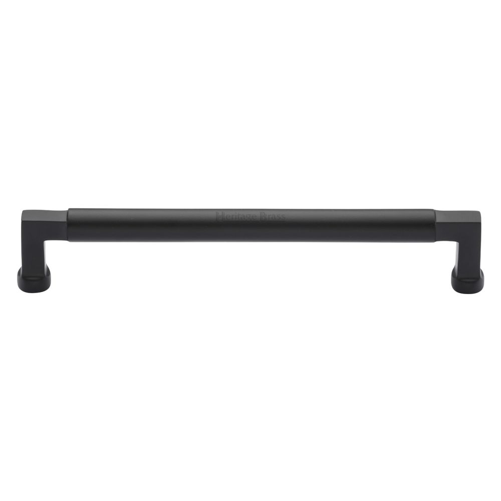 This is an image of a Heritage Brass - Cabinet Pull Bauhaus Design 203mm CTC Matt Black Finish, c0312-203-bkmt that is available to order from Trade Door Handles in Kendal.