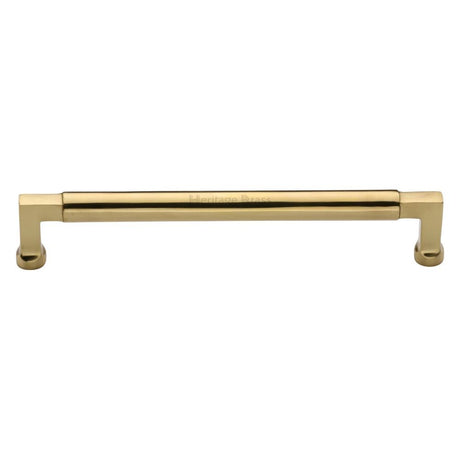 This is an image of a Heritage Brass - Cabinet Pull Bauhaus Design 203mm CTC Polished Brass Finish, c0312-203-pb that is available to order from Trade Door Handles in Kendal.