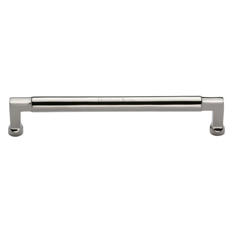 This is an image of a Heritage Brass - Cabinet Pull Bauhaus Design 203mm CTC Polished Nickel Finish, c0312-203-pnf that is available to order from Trade Door Handles in Kendal.