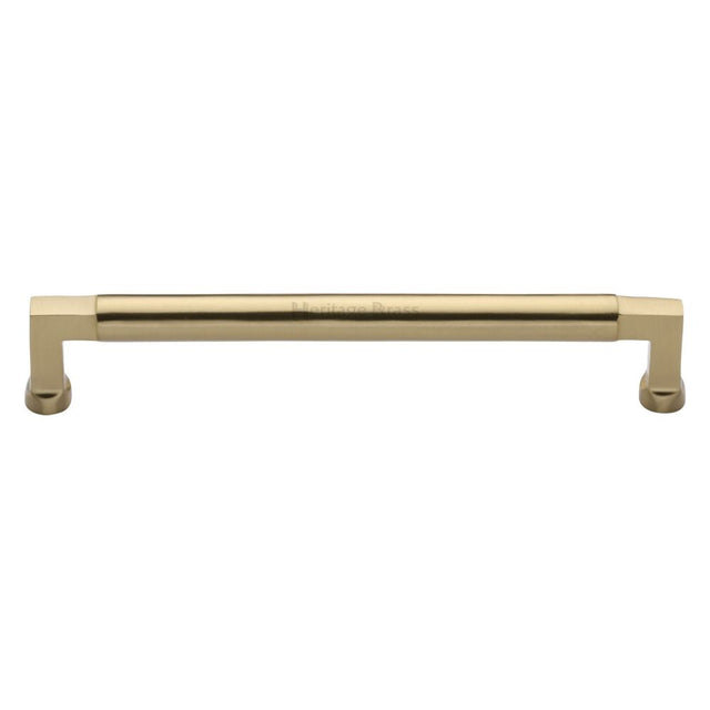 This is an image of a Heritage Brass - Cabinet Pull Bauhaus Design 203mm CTC Satin Brass Finish, c0312-203-sb that is available to order from Trade Door Handles in Kendal.