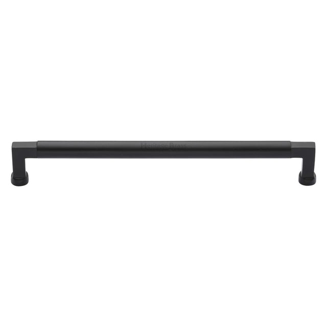 This is an image of a Heritage Brass - Cabinet Pull Bauhaus Design 254mm CTC Matt Black Finish, c0312-254-bkmt that is available to order from Trade Door Handles in Kendal.