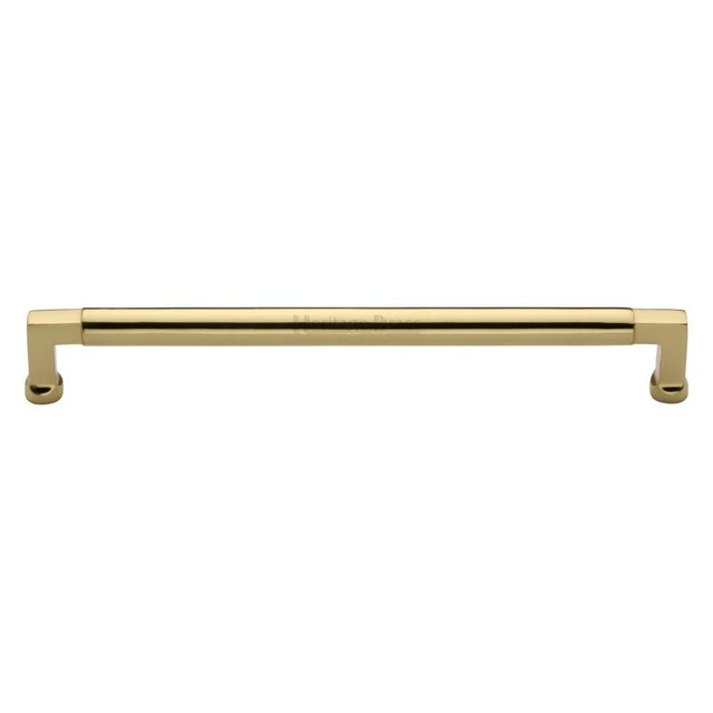 This is an image of a Heritage Brass - Cabinet Pull Bauhaus Design 254mm CTC Polished Brass Finish, c0312-254-pb that is available to order from Trade Door Handles in Kendal.