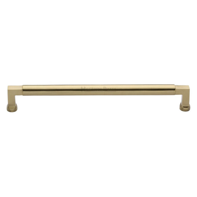 This is an image of a Heritage Brass - Cabinet Pull Bauhaus Design 254mm CTC Satin Brass Finish, c0312-254-sb that is available to order from Trade Door Handles in Kendal.