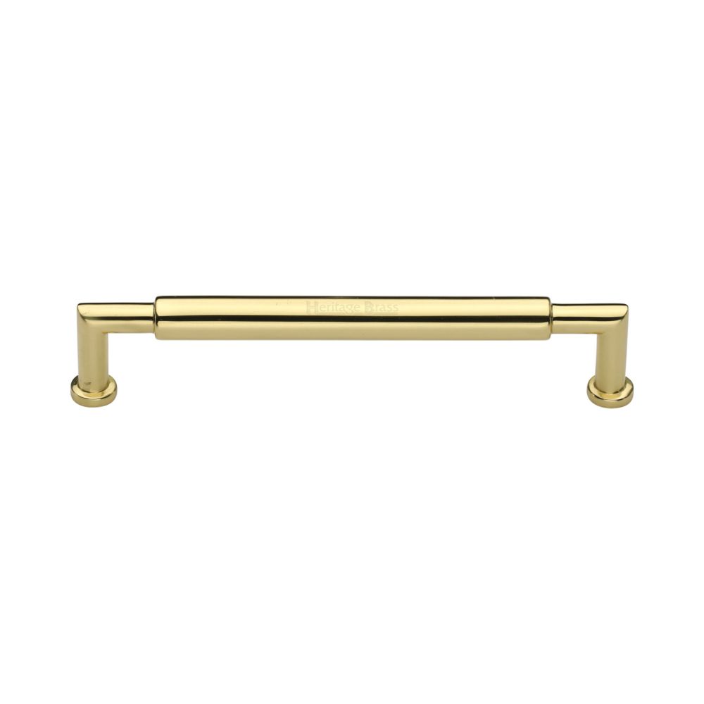 This is an image of a Heritage Brass - Cabinet Pull Bauhaus Round Design 152mm CTC Polished Brass Finish, c0319-152-pb that is available to order from Trade Door Handles in Kendal.