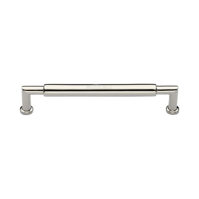 This is an image of a Heritage Brass - Cabinet Pull Bauhaus Round Design 152mm CTC Polished Nickel Finish, c0319-152-pnf that is available to order from Trade Door Handles in Kendal.