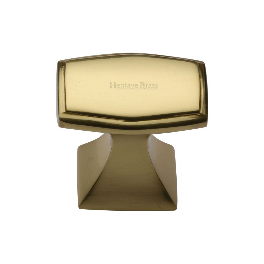 This is an image of a Heritage Brass - Cabinet Knob Deco Design 32mm Polished Brass Finish, c0333-32-pb that is available to order from Trade Door Handles in Kendal.