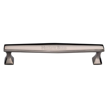 This is an image of a Heritage Brass - Cabinet Pull Deco Design 203mm CTC Polished Nickel Finish, c0334-203-pnf that is available to order from Trade Door Handles in Kendal.