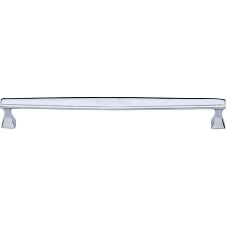 This is an image of a Heritage Brass - Cabinet Pull Deco Design 254mm CTC Polished Chrome Finish, c0334-254-pc that is available to order from Trade Door Handles in Kendal.