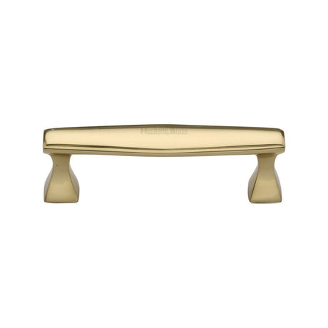 This is an image of a Heritage Brass - Cabinet Pull Deco Design 96mm CTC Polished Brass Finish, c0334-96-pb that is available to order from Trade Door Handles in Kendal.