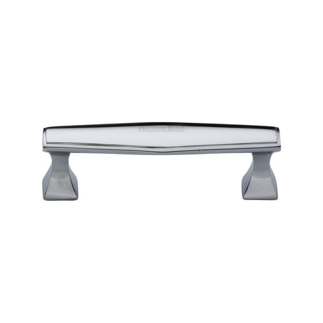 This is an image of a Heritage Brass - Cabinet Pull Deco Design 96mm CTC Polished Chrome Finish, c0334-96-pc that is available to order from Trade Door Handles in Kendal.