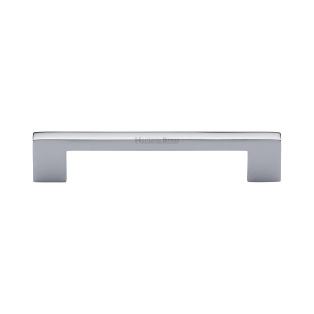 This is an image of a Heritage Brass - Cabinet Pull Metro Design 128mm CTC Polished Chrome Finish, c0337-128-pc that is available to order from Trade Door Handles in Kendal.