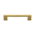 This is an image of a Heritage Brass - Cabinet Pull Metro Design 128mm CTC Satin Brass Finish, c0337-128-sb that is available to order from Trade Door Handles in Kendal.